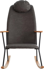 Nursery Rocking Chair Indoor, Small Rocking Chairs for Small Spaces, Upholstered Rocker Chair with High Back& Headrest Pillow, Comfy Rocking Chair for Bedroom, Living Room, Patio& Porch (Dark Grey)