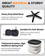 BOSMILLER 650lbs Large Big and Tall Office Chair for Heavy People with Adjustment Lumbar Support, Comfy Padded Heavy Duty Leather Executive Office Chair with Quiet Rubber for Adults 8 Hours Daliy Work