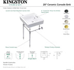 Kingston Brass KVPB2018W41 Edwardian 20-Inch Console Sink with Brass Legs, Polished Chrome