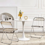Yellow Folding Chair Clear Plastic Seat Metal Frame Back Acrylic Stacking Indoor Outdoor Portable for Garden(Amber)