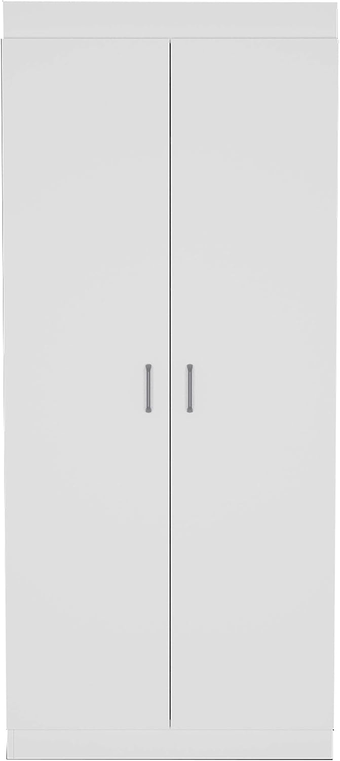White Kitchen Pantry, Storage Cabinet with 2 Doors, Particle Board, for Dining Room, Easy to Clean