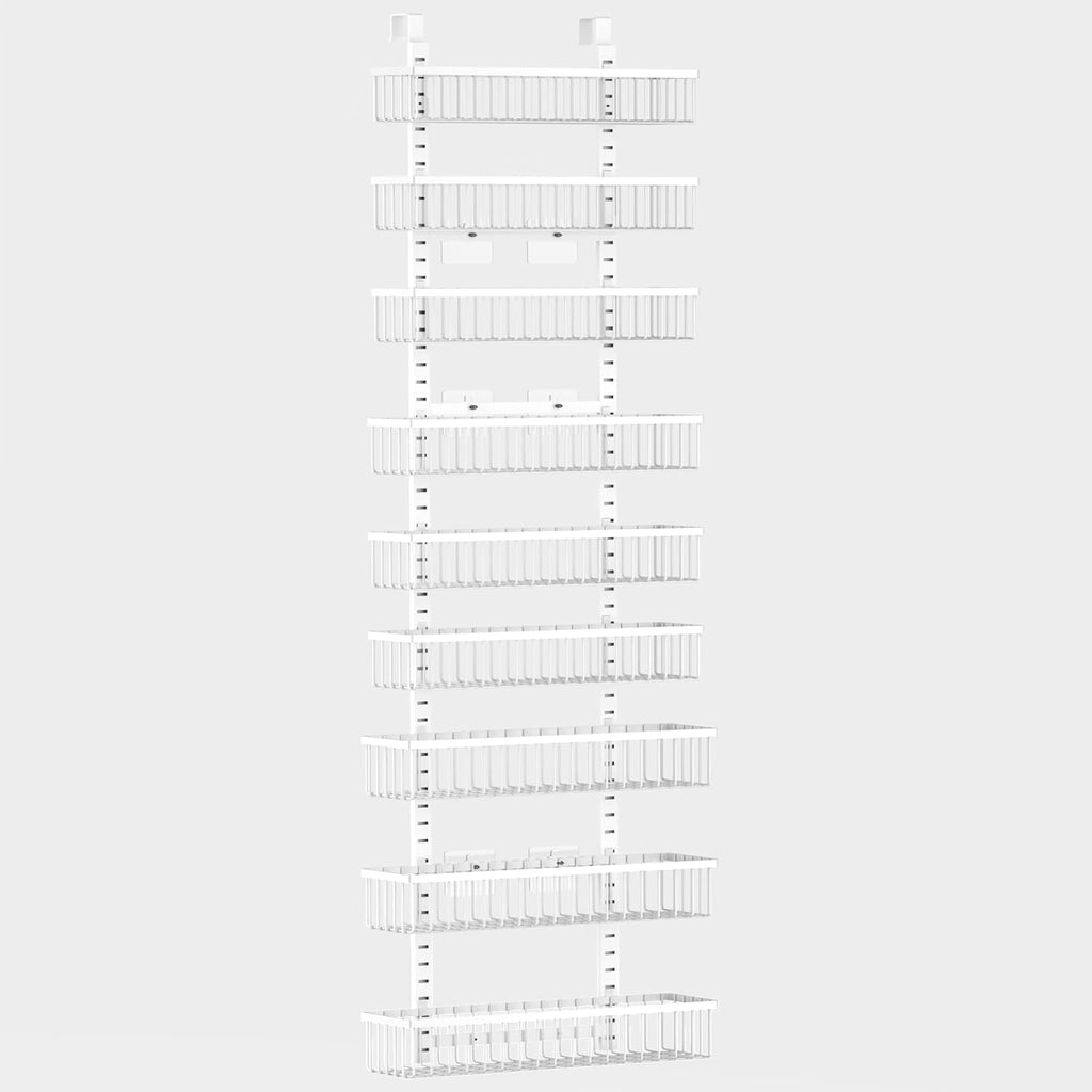 Moforoco 9-Tier White Over The Door Pantry Organizer, Pantry Organization and Storage, Black Hanging Basket Wall Spice Rack Seasoning Shelves, Home & Kitchen Bedroom Bathroom House Essentials