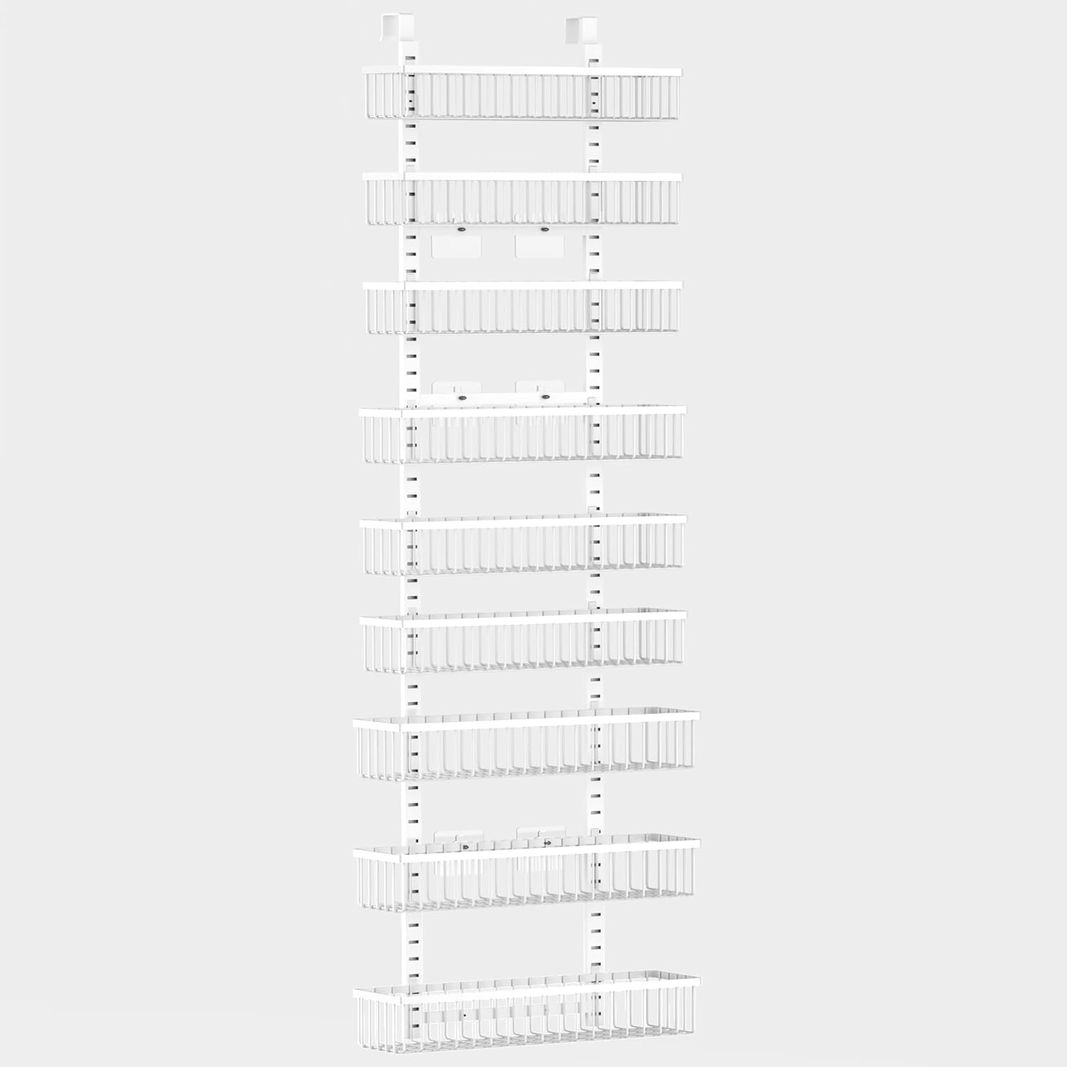 Moforoco 9-Tier White Over The Door Pantry Organizer, Pantry Organization and Storage, Black Hanging Basket Wall Spice Rack Seasoning Shelves, Home & Kitchen Bedroom Bathroom House Essentials