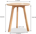 Knocbel Accent Solid Wood Small Round End Table Living Room Sofa Couch Side Snack Table with Legs, Easy Assembly (Natural)