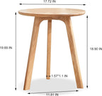 Round End Table, Solid Oak Wood Side Table for Living Room, Bedroom Nightstand, Small Coffee Table with Round Design, 3-Leg Stable Structure, Natural Oak