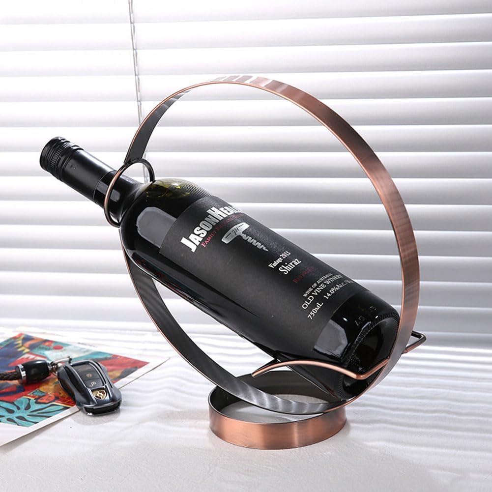 Metal Single Tabletop Wine Rack – Freestanding Countertop Decorative Wine Bottle Holder, Unique Wine Gifts and Accessories for Wine Lovers (Oil Rubbed Bronze)