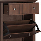 SIMPLIHOME Acadian Solid Wood 36 inch Wide Small Storage Bench and 31.5 inch Wide Shoe Storage Cabinet in Brunette Brown for the Living Room, Entryway, and Family Room, Transitional Style