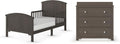 Child Craft Hampton Toddler Bed and Dresser Bedroom Furniture Set, 2 Piece, Low to Ground Design (Dapper Gray)