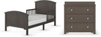 Child Craft Hampton Toddler Bed and Dresser Bedroom Furniture Set, 2 Piece, Low to Ground Design (Dapper Gray)