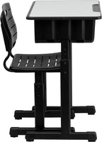 Flash Furniture Nila Set of 3 Adjustable Height Student Desks and Chairs with Black Pedestal Frames