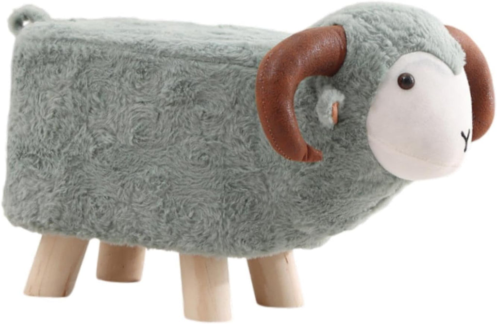 Animal Footstool Footrest Ottoman Home Decor Kids Stool for Outdoor Guest Rooms Indoor, Gray Green
