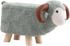 Animal Footstool Footrest Ottoman Home Decor Kids Stool for Outdoor Guest Rooms Indoor, Gray Green