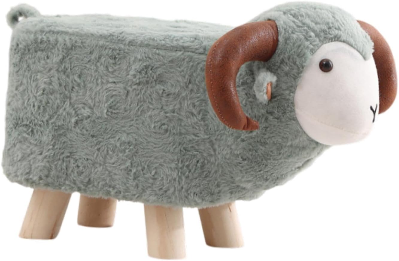 Animal Footstool Footrest Ottoman Home Decor Kids Stool for Outdoor Guest Rooms Indoor, Gray Green