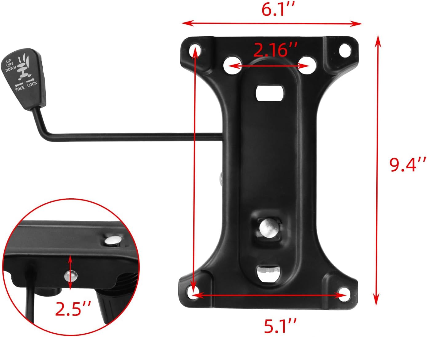 Wealrit Office Chair Tilt Base, Heavy Duty Control Lift Mechanism Black Swivel Base Plate 8.3" x 5.1" Mouting Holes Dimension Office Chair Parts Replacement