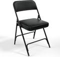 VINGLI Padded Folding Chairs with Thick Seat Cushion, Portable, Durable & Extra Comfortable Foldable Chairs for Indoor & Outdoor Events, Banquet, Party, Dinning, Work, Craft, PU, Black, 1 Pack