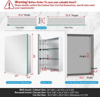 Quavikey 20"x26" Medicine Cabinet with Mirror, Recessed or Surface, Silver | Premium bathroom mirror cabinet featuring rustproof aluminum frame, adjustable shelves, soft-close hinges, and ample storage.