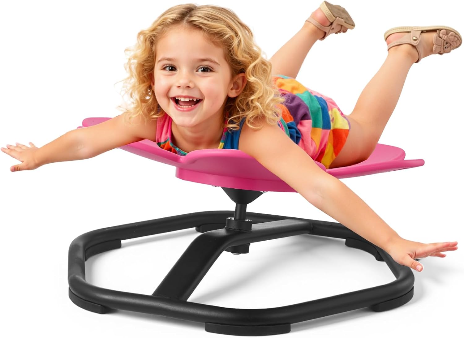 VEVOR Kids Swivel Chair, 220 lbs Capacity, Flower Shape Sensory Spinning Chair, Autistic Kids Sensory Toy Seat with Non-Slip Metal Base, Toddler Sit & Spin Seat for Coordination Balance Focus, Rose
