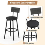 Zevemomo Dining Table Set for 4, 5-Piece Bar Table Set, Kitchen Table and Chairs, Counter Height High Top Table with 4 PU Upholstered Stools, Space-Saving Pub Tables Set for Small Space, Black
