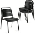 Metal Dining Room Chairs, Heavy Duty Stackable Chairs, Support Up to 380 lb, No Assemble, Kitchen Chairs Set of 4, Space Saving Seating for Home, Living Room, Waiting Room, Outdoor