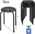 POWERSTONE Stackable Stools 6 Pack, Portable Metal Stacking Stools for Classroom Round Nesting Chairs Flexible Seating for Home Office School, Black