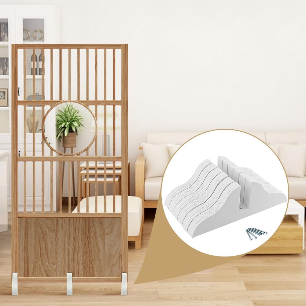 6 Pack Room Divider Stand for Foldable Screen Brackets, Room Divider Stand with Screws, Folding Privacy Screen Holder for Hotel Home Office(White)