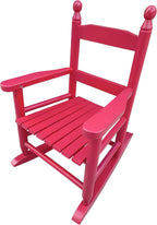 Kids Rocking Chair: Rose Red Populus Wood Construction - 110 LBS Weight Capacity for Children's Indoor & Outdoor Use - Balcony Porch Seating with Easy Assembly
