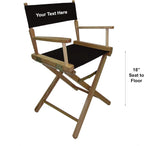TLT Personalized Embroidered Contemporary 18 Inch Table Height Natural Frame Director's Chair - Black