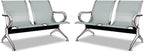kinbor Waiting Room Chairs - Durable Reception Bench with Armrests, 2-Seat Office Reception Guest Chairs for Office, Hospital, Airport, Bank & Lobby (Gray, Set of 2)
