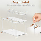 Nuovoware Acrylic Coffee Syrup Organizer, 2-Tier 6 Bottles Bar Organizer, Clear Coffee Syrup Rack for Countertop Kitchen Bar, Surface Film Can be Peeled Off, Transparent