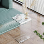 Acrylic Coffee Table, Side Table, Small Tea Table, Sofa Side Table, Small Bedside Table, Simple and Modern, Modern C-Shaped Acrylic Side Table(Brown,30 * 30 * 55cm)