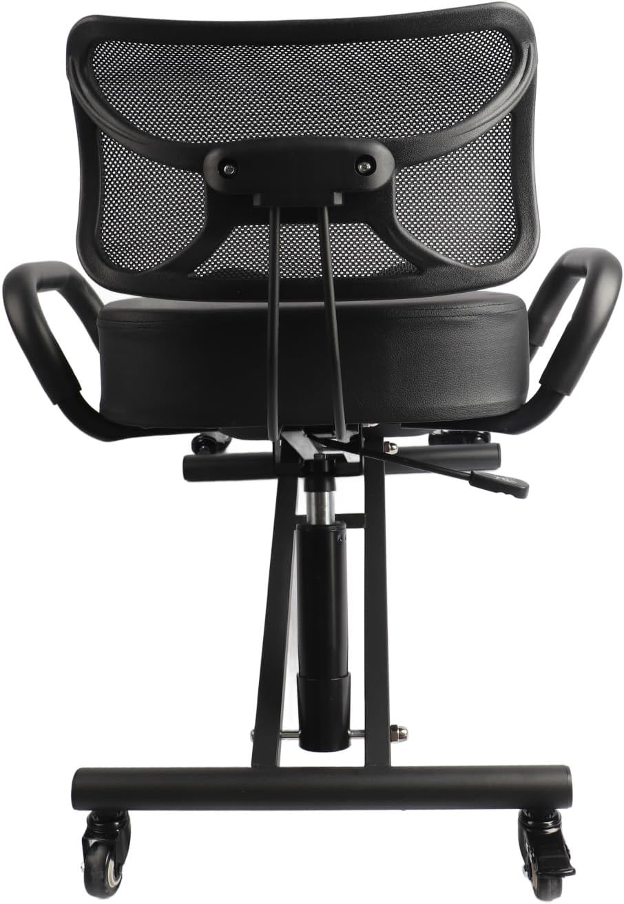 Qinlorgo Height Adjustable Ergonomic Kneeling Chair Posture Corrector Back Support Chair with Mesh Backrest & Leather Cushion for Home Office Spine Health