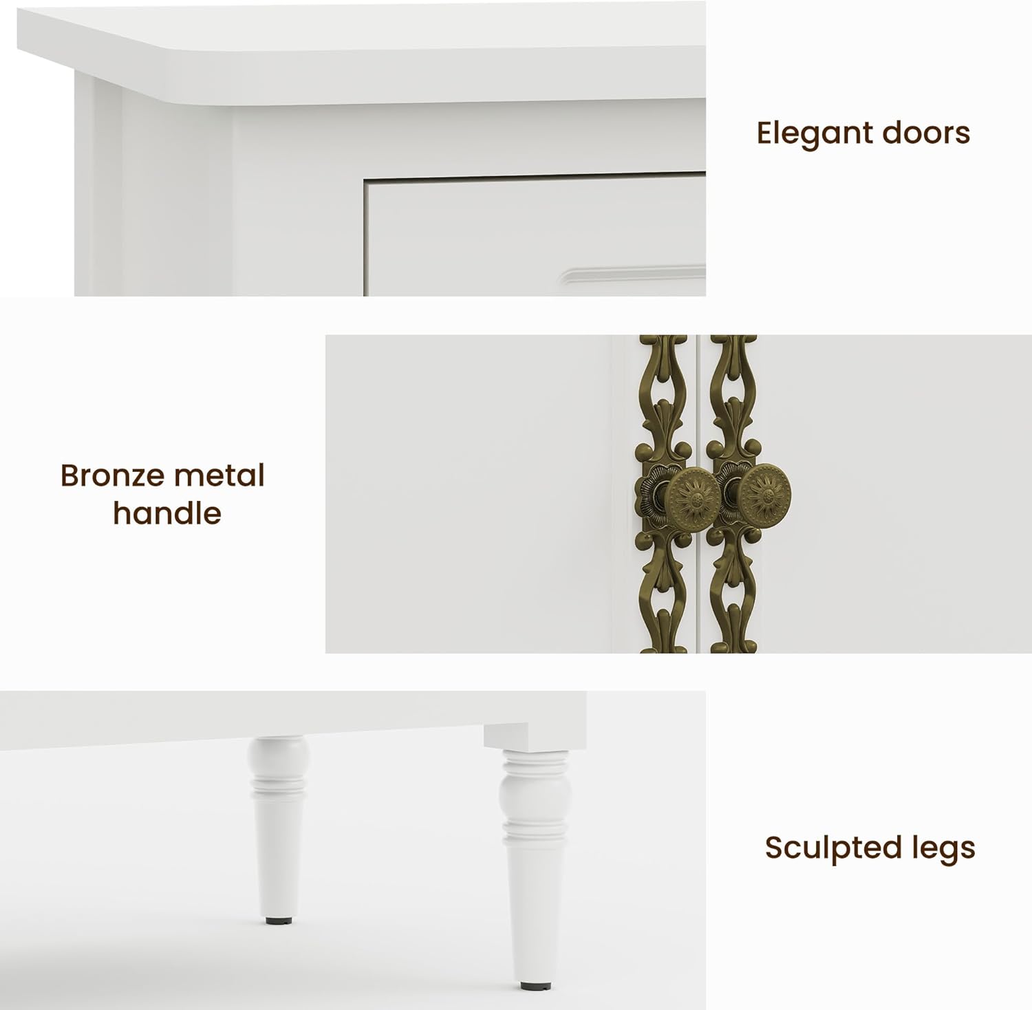 FansaFurn 58'' Large Sideboard Buffet Cabinet with 4 Doors, Modern Credenza Buffet Table for Coffee Bar, Storage Cabinet for Dining Room Living Room, White