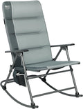 Timber Ridge Oversized Folding Rocking Camping Chair, Padded Outdoor Rocker with High Back, Portable Outdoor Chair for Patio, Garden, Lawn, Supports up to 400 lbs, Gray