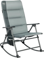 Timber Ridge Oversized Folding Rocking Camping Chair, Padded Outdoor Rocker with High Back, Portable Outdoor Chair for Patio, Garden, Lawn, Supports up to 400 lbs, Gray