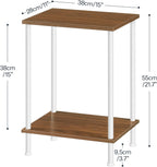 HOOBRO End Tables Set of 2, Small Side Table, Nightstand with 2-Layer Storage Shelves, Sofa Table for Small Spaces, Living Room, Bedroom, Stable Frame, Easy Assembly, Walnut and White WH09BZP201