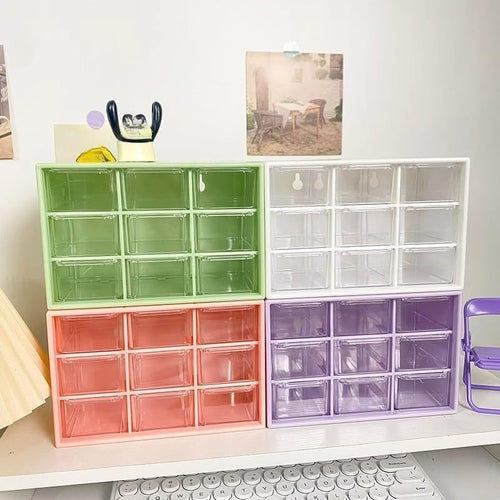 1 Pack Green 9-Compartment Plastic Desk Organizer Box - Desktop Drawer Storage for Hardware, Beads, Makeup, Office & Craft Supplies