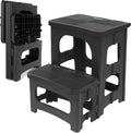 Folding 2-Step Stool for Adults Kids Non-Slip Collapsible Portable Step Stool for Kitchen Home Toilet Bedroom Office Bathroom Rv,Holds 300 Lbs(Black)