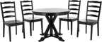 SAFAVIEH Home Collection - Shay Black 5-Piece Wood Dining Set, Traditional Round Table and 4 Chairs, Kitchen or Dining Room (DNS9205B)