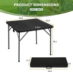 BLKMTY 34" Square Folding Card Table, Portable Picnic Dining Table, White | Fold-In-Half Plastic Tables Desk W/ Carry Handle, Indoor Outdoor Foldable Utility Tables, For BBQ, Camping, Party, Events