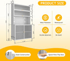 Kitchen Pantry Storage Cabinet, 73'' Tall Freestanding Cabinet with Door and Adjustable Shelves, Metal Pantry Cabinets, Anti-Tip Design (White)