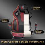 HapGIFT Computer Chair, Racing Style Gaming Chair with Link Armrest, Ergonomic PC Office Chairs for Adults Teens, Height Adjustable Video Game Chairs for Home, Swivel PC Chair, 300lbs (BLACK RED)