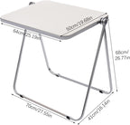 Foldable Side Table 27 Inch - Clear Tea Tinted Portable Desk｜Space-Saving Nesting Table w/Dual-Axle Joint｜Bedside End Table for Small Apartments & Home Office (NO-Transparency White)