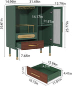ARTPOWER Modern Coffee Bar Cabinet with Wine Glass Rack and Drawers, Green Liquor Cabinet with Pull-Out Wine Storage for Kitchen, Dining Room, Living Room