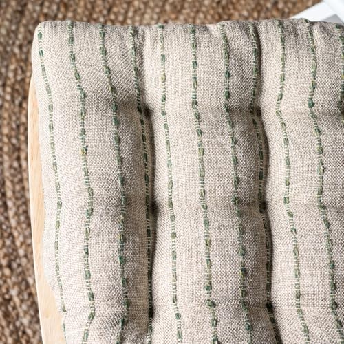 Barnett Home Decor Dining Chair Cushions with Ties, 15 x 17, Pack of 4 – Avante Green (Natural) – Stain-Resistant Reversible, Latex Foam Fill, Made in USA