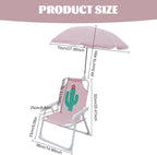 Chair with Umbrella|Kids Beach Chair with Umbrella, Foldable & Detachable Portable Oxford Cloth Cute Kids Beach with Canopy for Outdoor Summer, Cactus