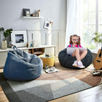 Bean Bag Chair, with Faux Fur Cover for Teens and Kids, Foam Bean Bag Chairs, Soft Faux Fur Fabric, Round Fluffy Bean Bag Sofa