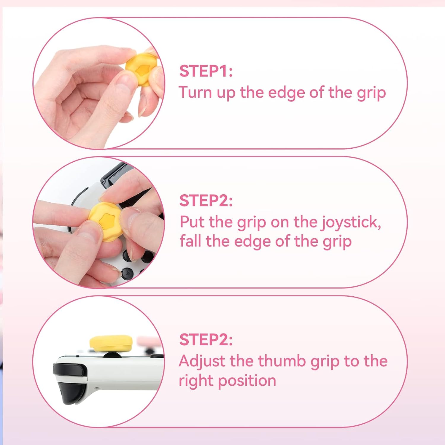 GeekShare Cute Silicone Joy Con Thumb Grip Caps, Joystick Cover Compatible with Switch/OLED/Switch Lite,4PCS - Cream Heart