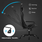 Grey Gaming Chair | Ergonomic High Back Desk Chair Racing Style with Lumbar Support, Headrest & Arms - Heavy Duty Swivel Computer Chair for Office