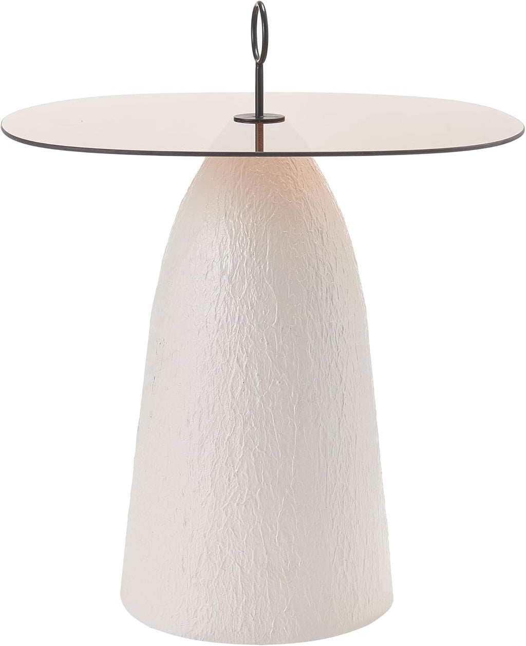 Christopher Knight Home Bruce Modern Coffee Table, Round Side Table with Glass Top and Metal Base, Living Room Sofa End Table, Brown+White