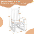 Outvita Wood Children's Rocking Chair, Perfect for Indoor or Outdoor All-Weather Wooden Porch Rocker for Garden, Yard, and Balcony, Patio Rocking Chair Suitable for Kids Ages 6-10(White)
